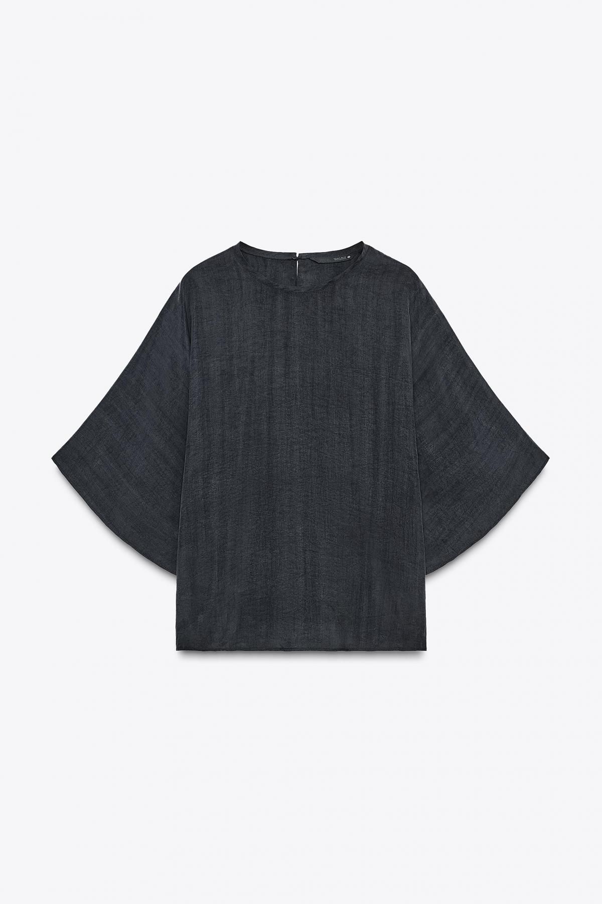 자라 라운드넥 릴렉스핏 반팔 니트 탑 8250/291 GREY MARL - 메인 이미지
