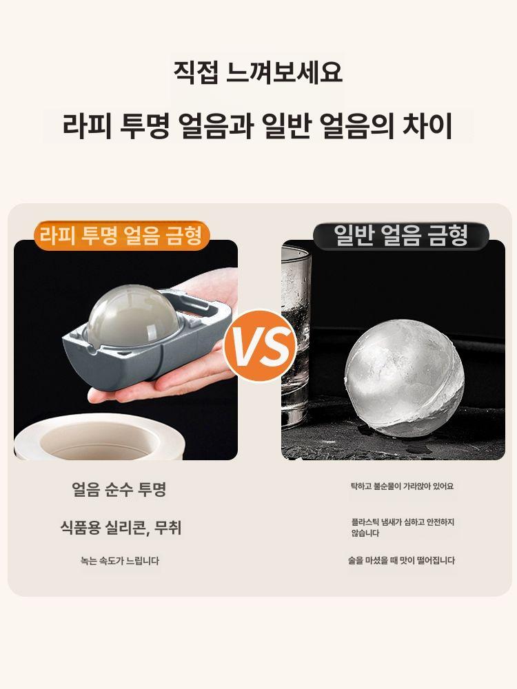 얼음 트레이 위스키 아이스볼 몰드 냉동 아이스 큐브 대형 제빙기 뚜껑 - 상세 이미지 4