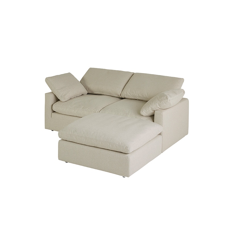 까사미아 캄포 구스30 슬림 소파 스툴포함, 아이보리, 3인용