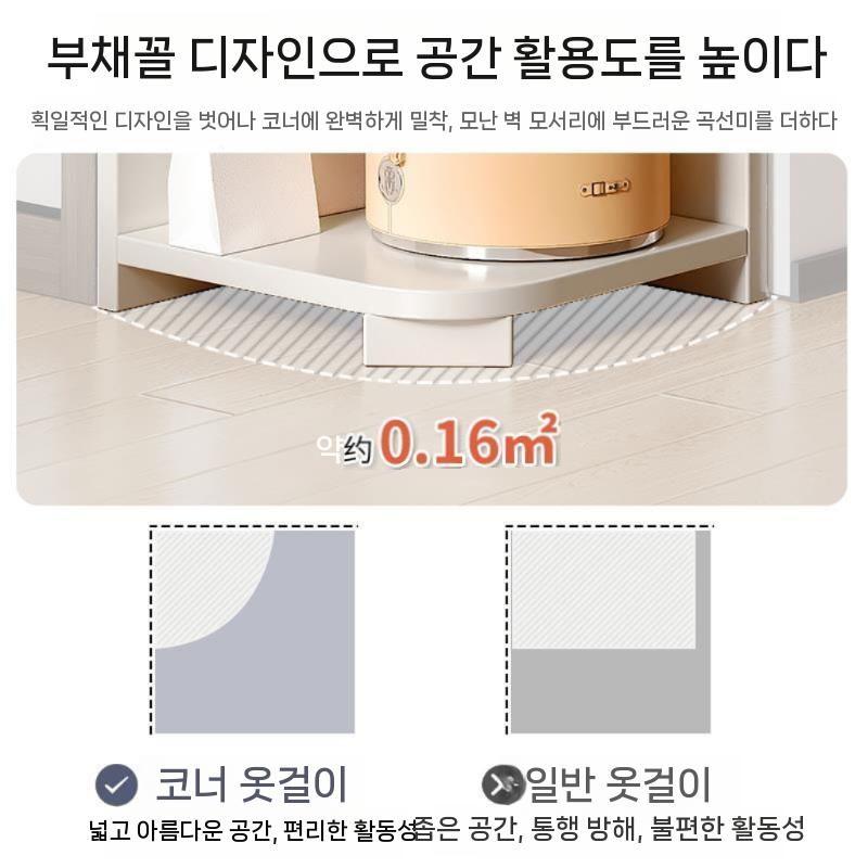 책장 북타워 회전 원형 스탠드 코너 수납장 책꽂이 3개의 층 - 40cm 온난한 백색 조립식 - 상세 이미지 3