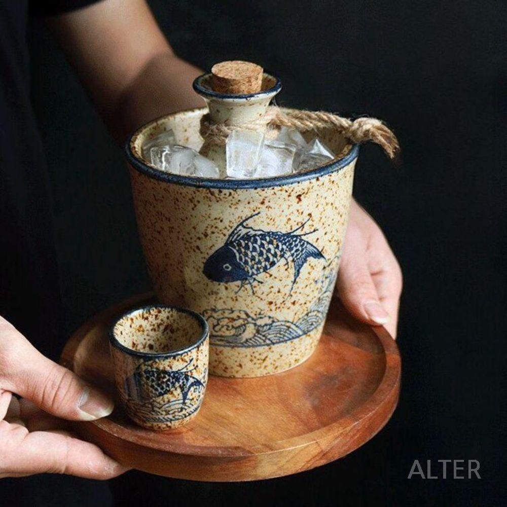 일식 도쿠리 사케잔 사케병 세트 고량주잔 소형(삼량)+주전자+컵 4개 - 상세 이미지 4