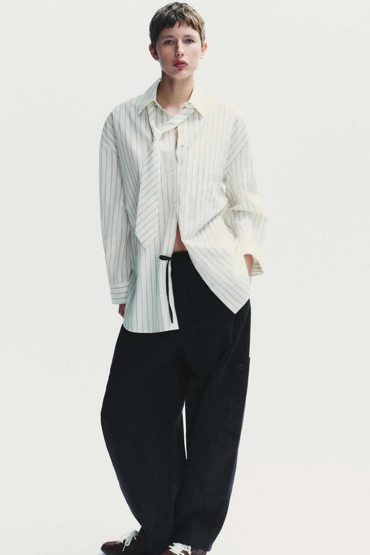자라 미드웨이스트 스트링 벌룬 카고 팬츠 5063/502 BLACK - 상세 이미지 2