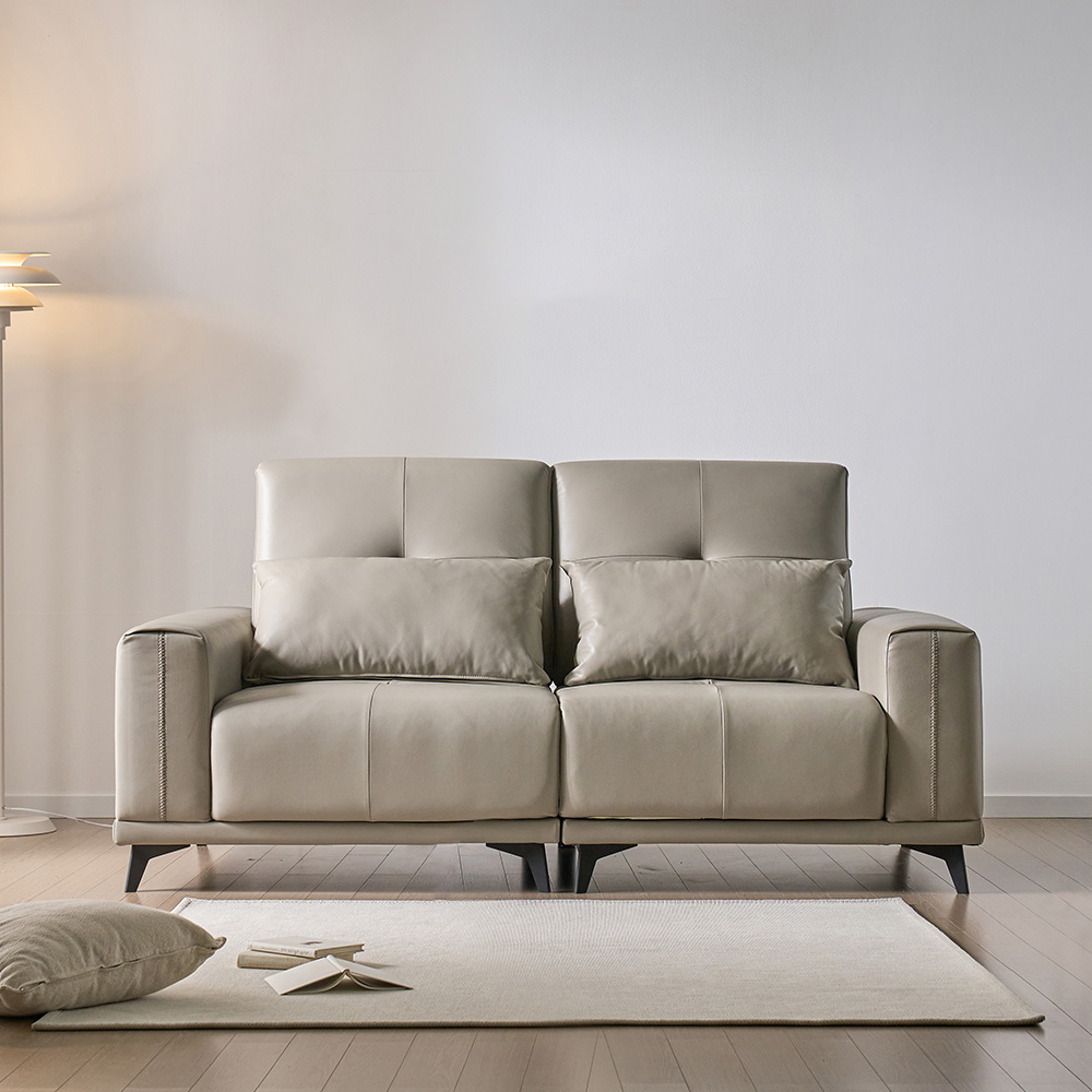 스코나 더스빌 하이브리드 레더 모션 슬라이딩 무빙 침대 3인 리클라이너 소파