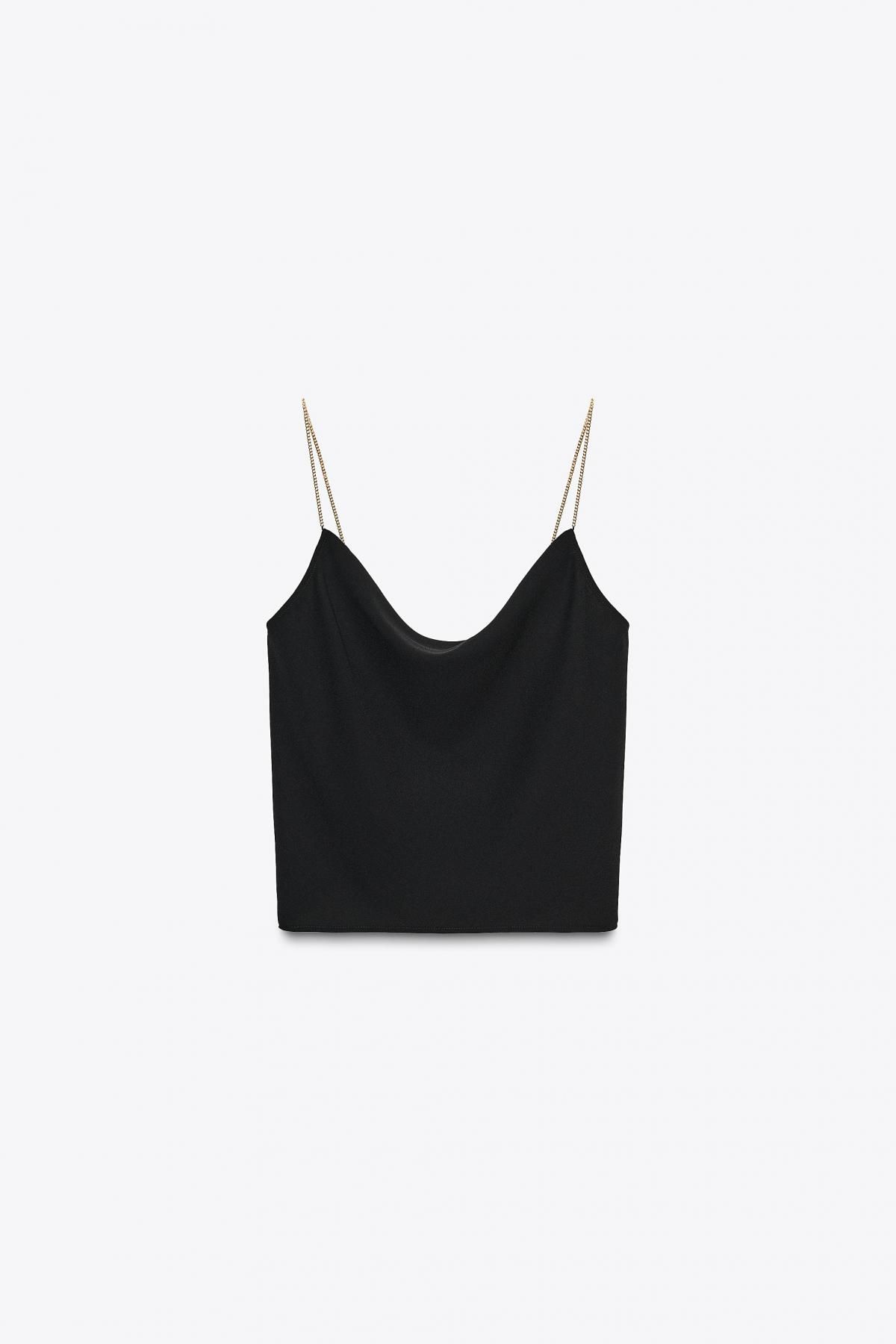 자라 트렌디 체인 스트랩 새틴 캐미솔 탑 8553/743 BLACK - 메인 이미지
