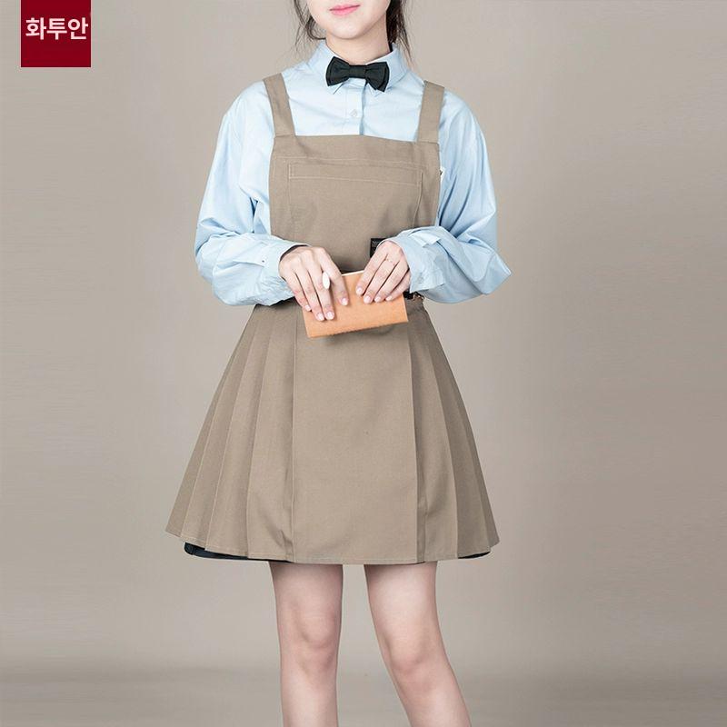 유니폼 미용앞치마 원피스앞치마 미용 공방 플레어 블랙 - 상세 이미지 5