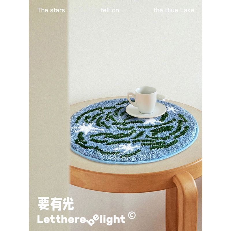 파스텔 발매트 호수 별 침대러그 인테리어 감성 별이 떨어진 블루호수 40x30cm - 상세 이미지 4