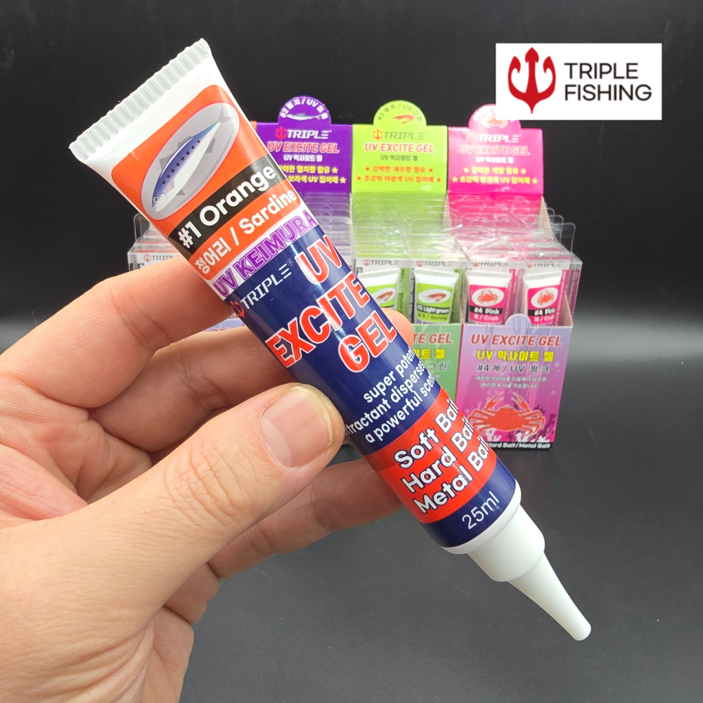 트리플피싱 UV 익사이트젤 짜는 집어제 정어리 사딘 오렌지 케이무라 유인제 쭈꾸미 갑오징어