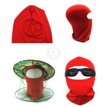 따뜻한잡화점 레드 햇빛차단 전면마스크 벌초 보호장비 전면마스크 두건