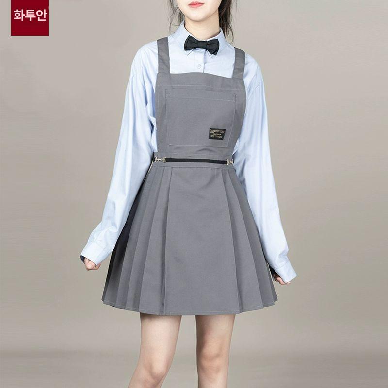 유니폼 미용앞치마 원피스앞치마 미용 공방 플레어 블랙 - 상세 이미지 3