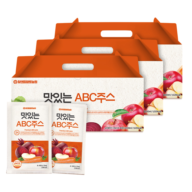[3+1] 참앤들황토농원 맛있는 ABC주스 30포, 3개 - 상품 이미지