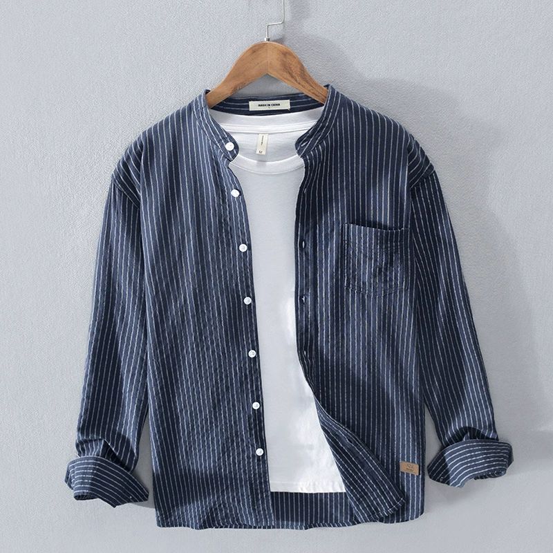 캐주얼 데일리 셔츠 여름 헨리넥 남방 패션 화이트 M - 상세 이미지 2