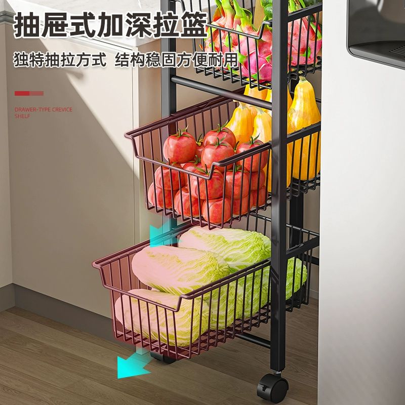 주방 틈새 트롤리 수납장 이동식 선반 세탁실 서랍 서랍형 20CM 간격 4층 바퀴 포함 - 상세 이미지 3