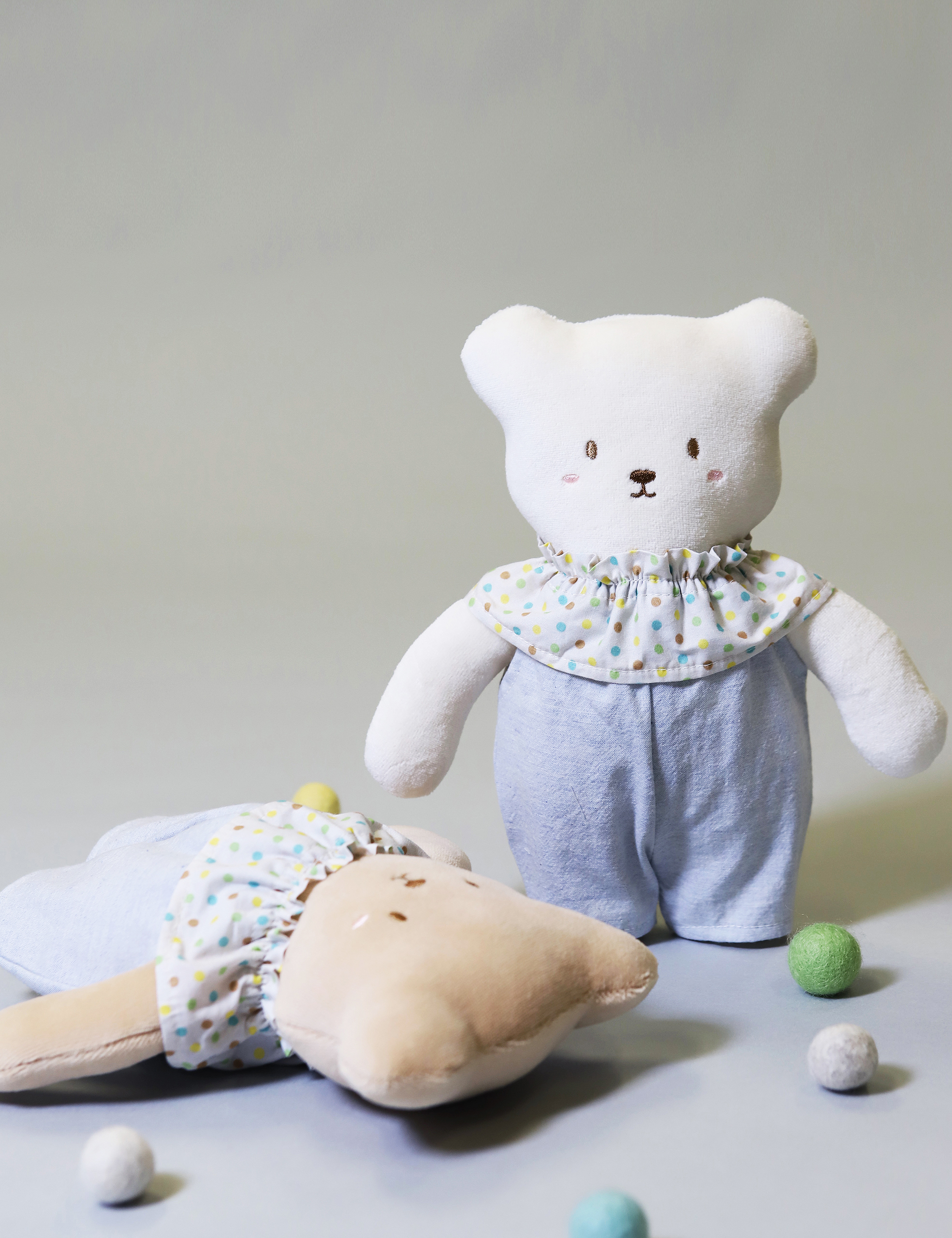슈톨렌 멜로우 딸랑이 곰돌이 애착인형 오가닉 신생아 아기 출산 선물 (24cm) - 상품 이미지