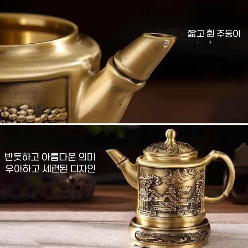 황금주전자 앤틱 찻잔 행운 재물 기원 선물 장식 소품 백가지복 미니잔 6개 - 상세 이미지 5