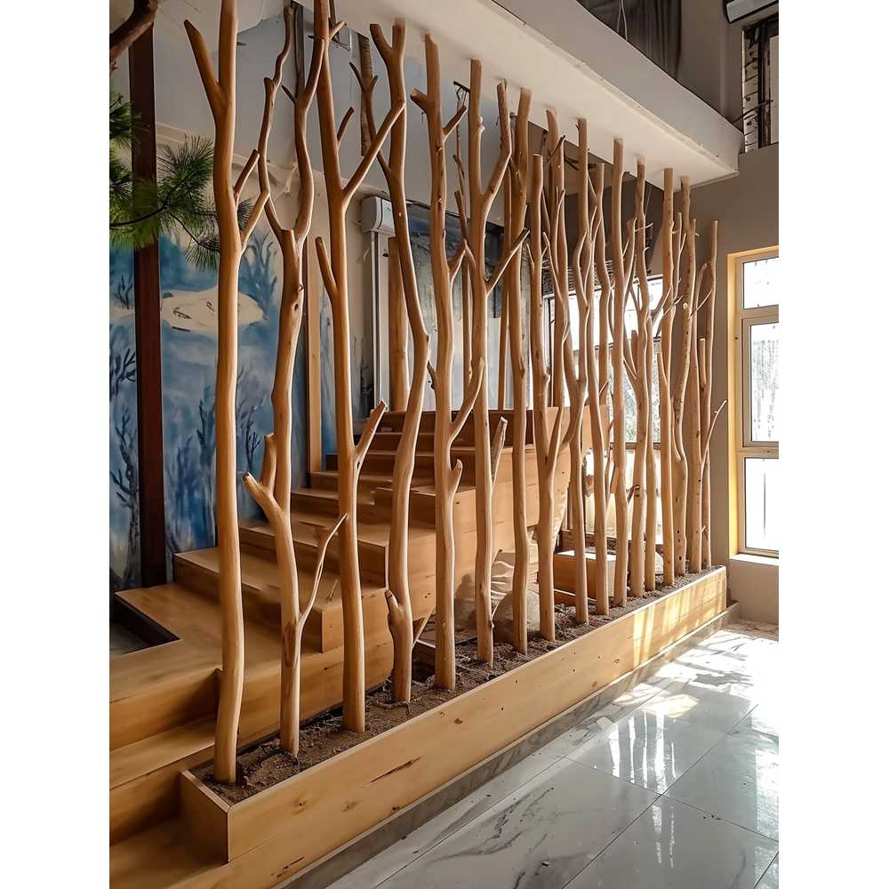 나무파티션 공간분리 원목 우드 카페 식당 울타리 5cm 3m - 상세 이미지 2