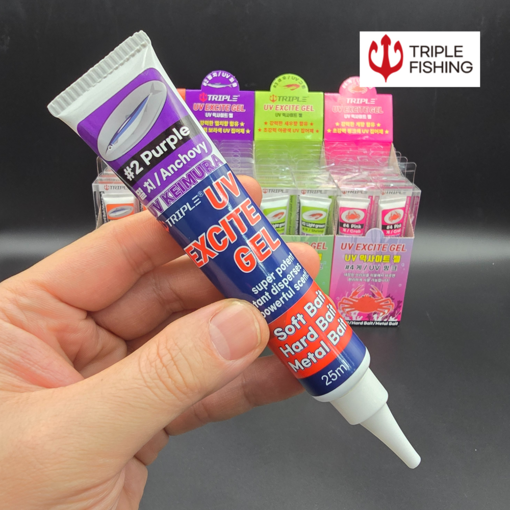 트리플피싱 UV 익사이트젤 짜는 집어제 멸치 엔쵸비 퍼플 케이무라 유인제 쭈꾸미 갑오징어