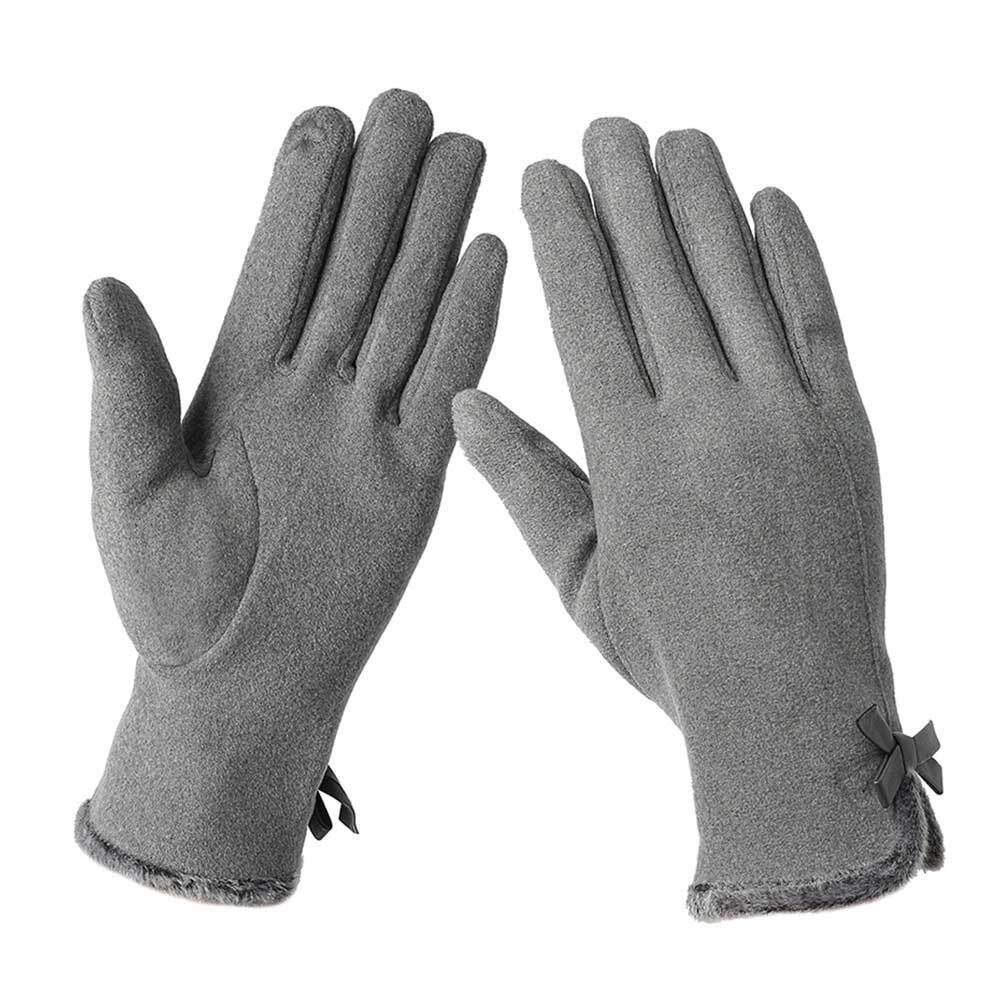 장갑 리본 여성용 터치 겨울 체리쉬 그레이