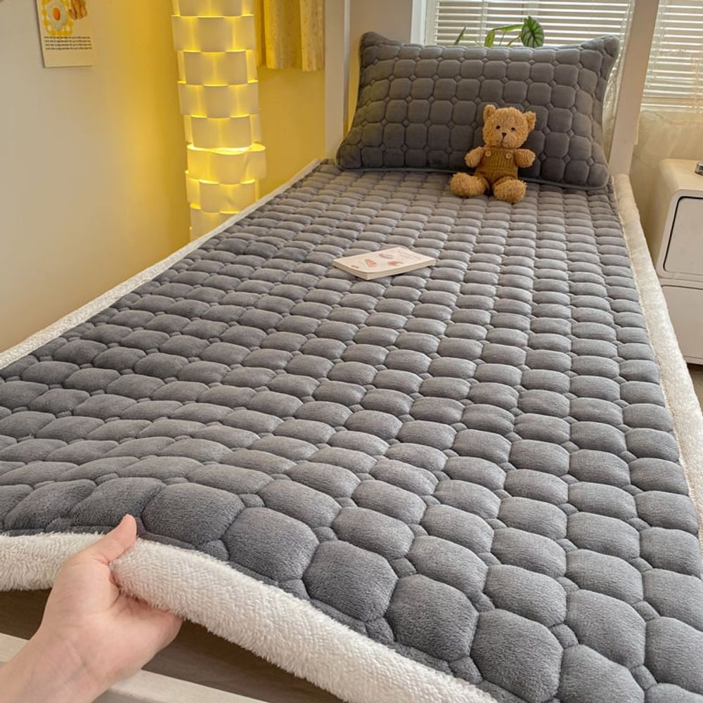 겨울 따뜻한 침대패드 벨벳 이불 매트리스 90x200cm 그레이-단색