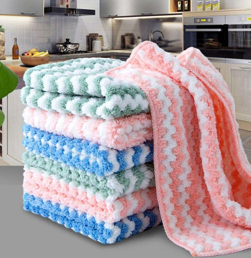 부엌 청소용 수건 두꺼운 양면 욕실 바닥 주방매트 5개 혼합색 표준 25cmX25cm - 상품 이미지