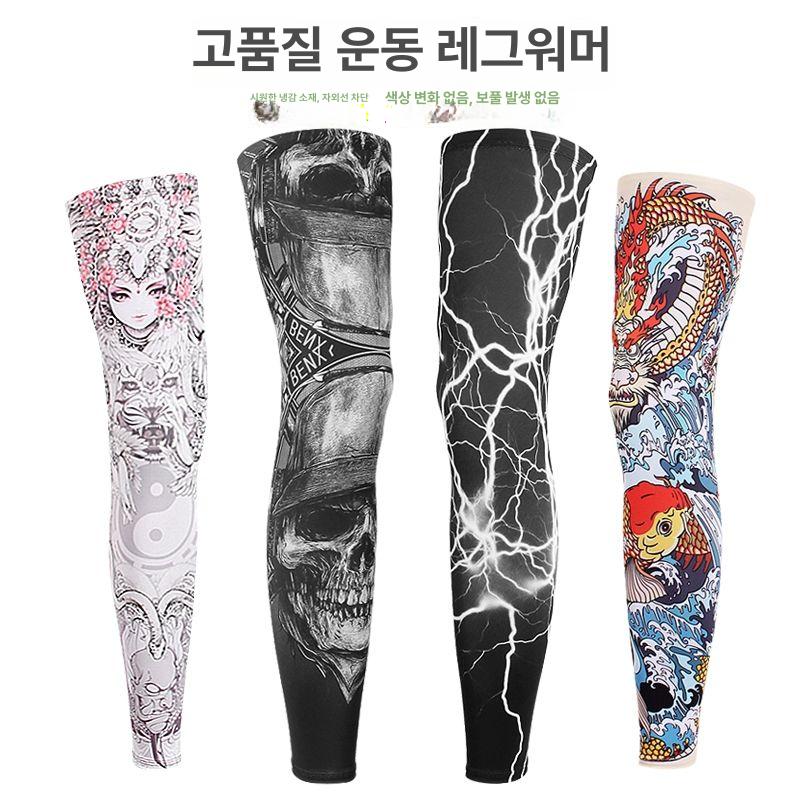 페이크 타투 다리토시 자외선 차단 여름용 야외 아웃도어 검은검 해골 S - 상세 이미지 2