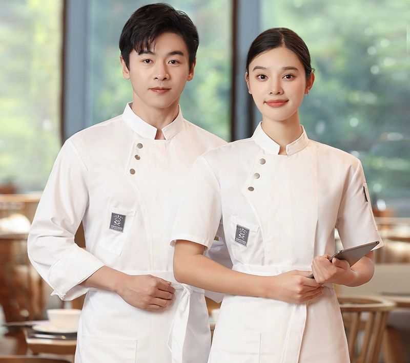 베이킹 유니폼 여름 쉐프복 요리복 남성 여성 반팔 B형 내비게이션바 촬영 금지 M - 상품 이미지