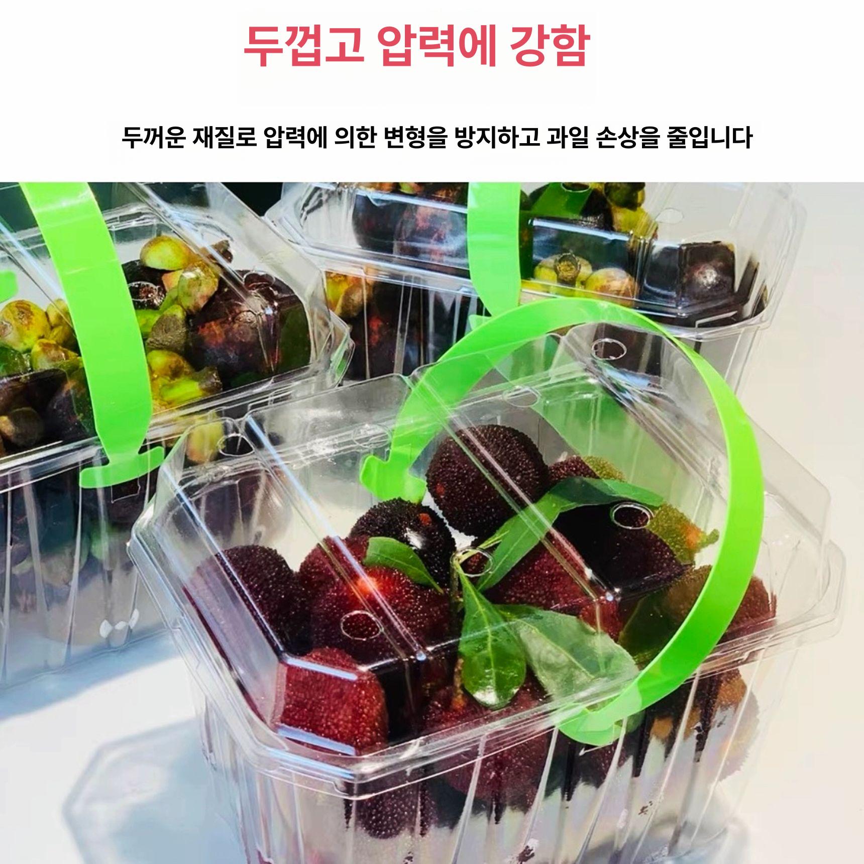 과일포장 상자 투명 손잡이 100개 포장박스 사각 0.5kg 50세트-초록색 - 상세 이미지 3