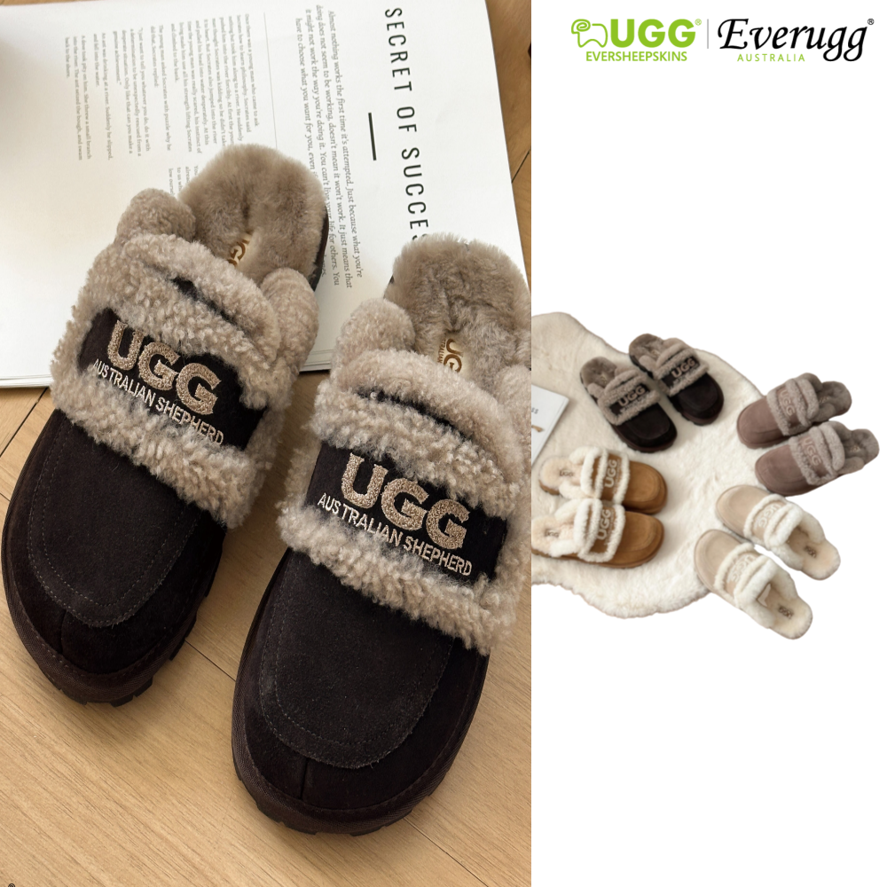 호주 어그 25FW 에버어그 라일리 릴리 로고 양털 슬리퍼 AS2089