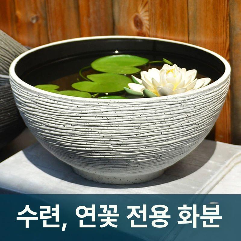 대형수반 플라스틱 용기 부레옥잠 수련 연꽃 물꽃 모방석색 소형 직경35cm 플라스틱 바닥 구멍 없음 - 상세 이미지 2