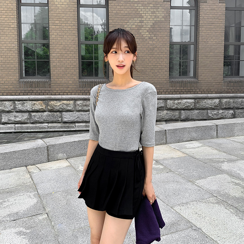 셀리프 베이직 잔골지 랍빠 5부 반팔 티셔츠 ts4695 - 상세 이미지 2
