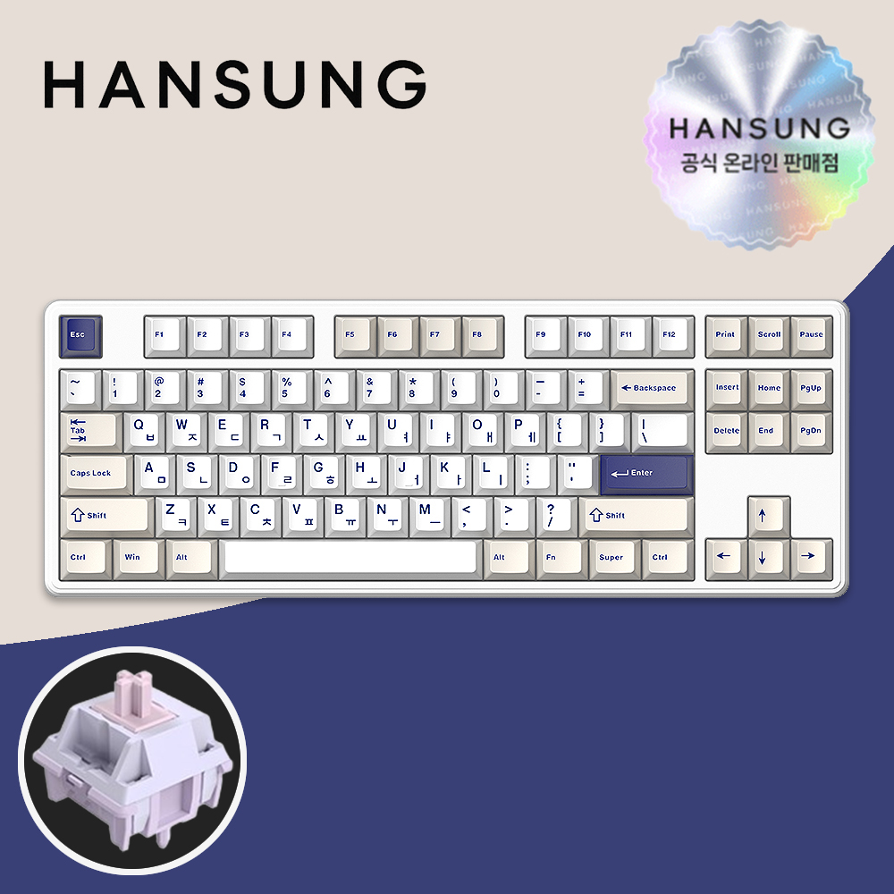 한성 GK797 PRO 기계식키보드 오션화이트, 라벤더 도각, 45g - 메인 이미지