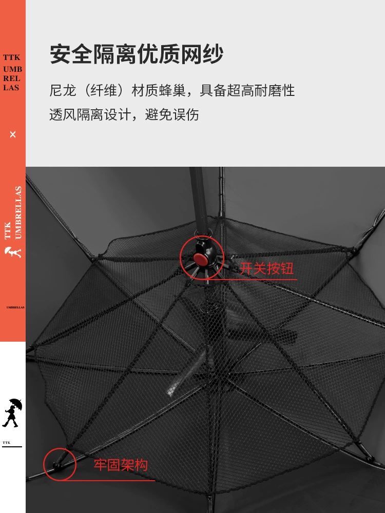 귀여운 양산선풍기 선풍기달린 양우산 골프용 먹그린 5호배터리형4개증정+1단풍 - 상세 이미지 5