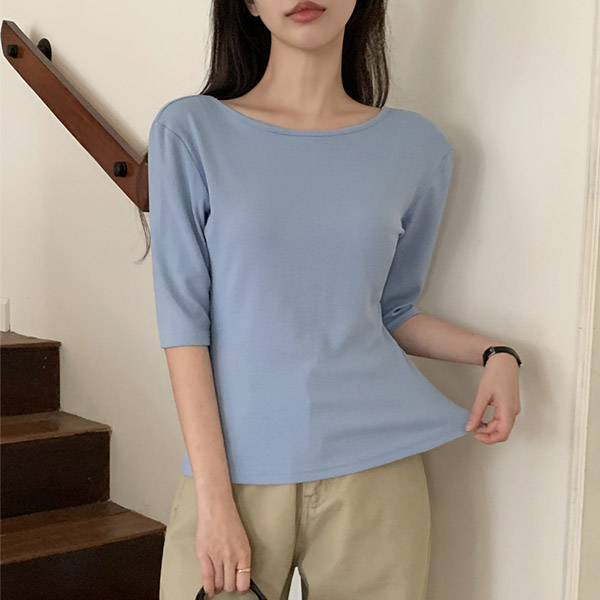 셀리프 베이직 잔골지 랍빠 5부 반팔 티셔츠 ts4695 - 상품 이미지