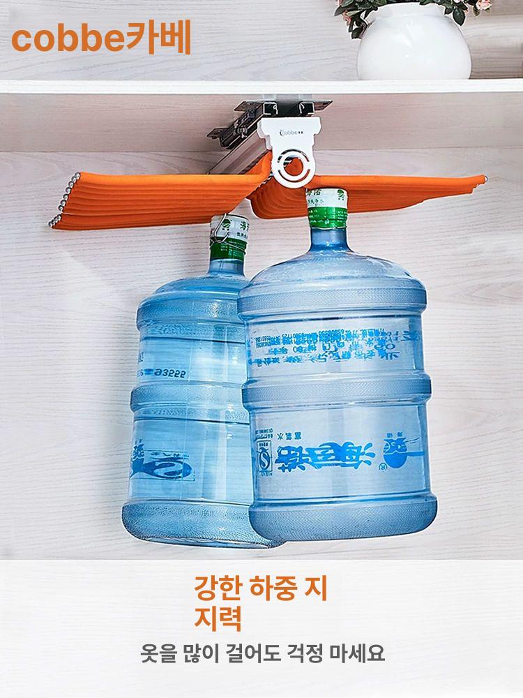 인출식 레일 바지걸이 붙박이 정리 공간활용 업그레이드 이중배치 상단 장착 블랙 - 상세 이미지 3