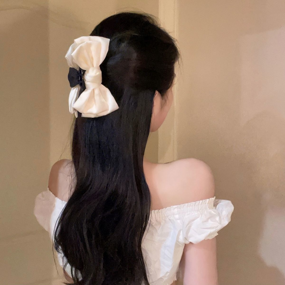 오와이앤 실크 리본 집게핀 대형 올림머리 집게핀 - 상세 이미지 2