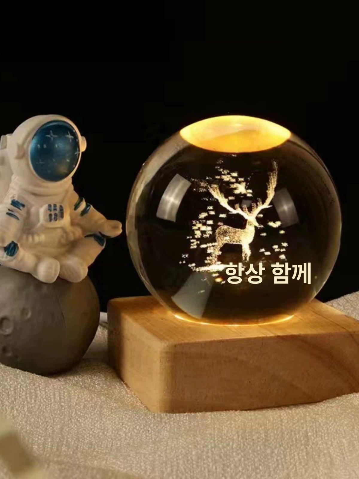 바다유리 수정 크리스탈볼무드등 토성 태양계 단독 크리스탈볼 불빛없음 - 상세 이미지 4
