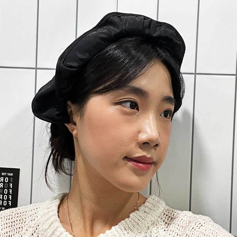 롤업 접는 머리띠 썬캡 모자 블랙 햇빛 돌돌이 가리개 - 메인 이미지
