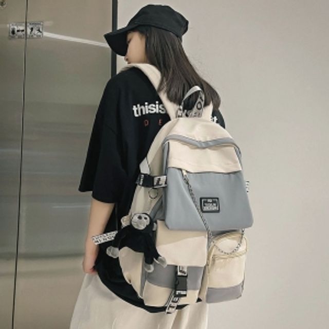 컬러드림 캐주얼 백팩 가벼운 데일리 학생가방 그레이 - 상품 이미지