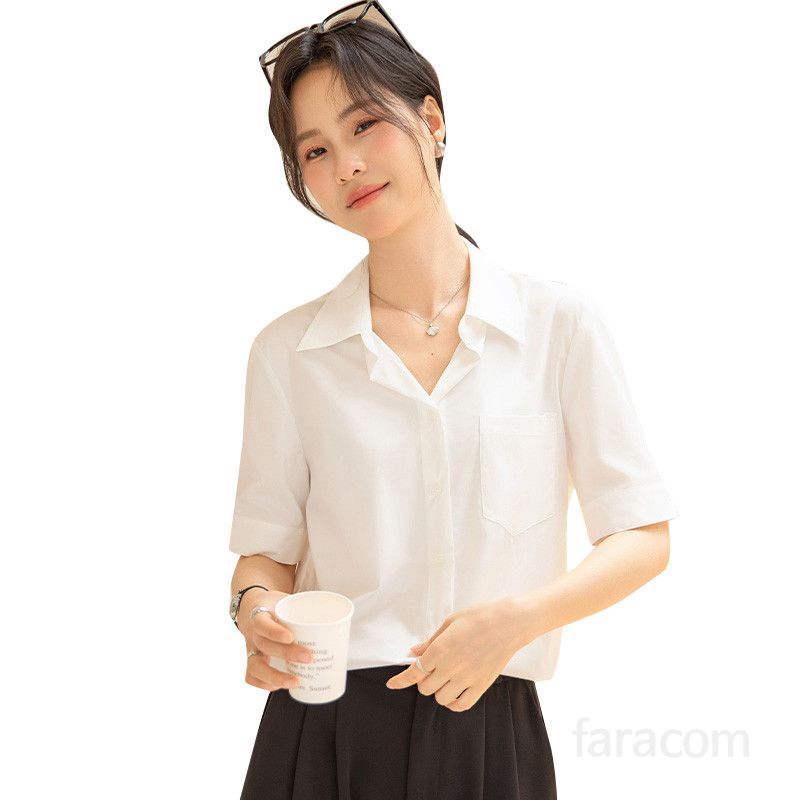 여성 여름 느슨한 반팔 셔츠 구김없는 링클프리 편안한 데일리룩 캐주얼 스타일 시원한 착용감 패션 기질의 오버핏 디자인 - 상세 이미지 5