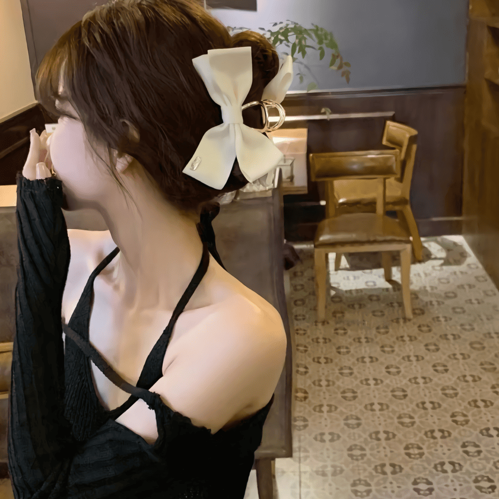 오와이앤 실크 리본 메탈 집게핀 대형 올림머리 집게핀 - 상세 이미지 2