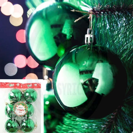 이지리치협력사 따뜻한잡화점 그린 유광볼 6p세트 8cm 풍성한트리장식 크리스마스파티소품 크리스마스트리데코