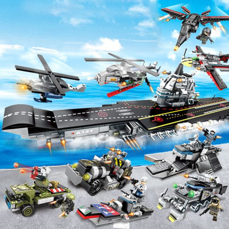 젠카 호환 블록 장난감 해군 항공모함 헬기 8종 합체 남아 12114 중국블럭