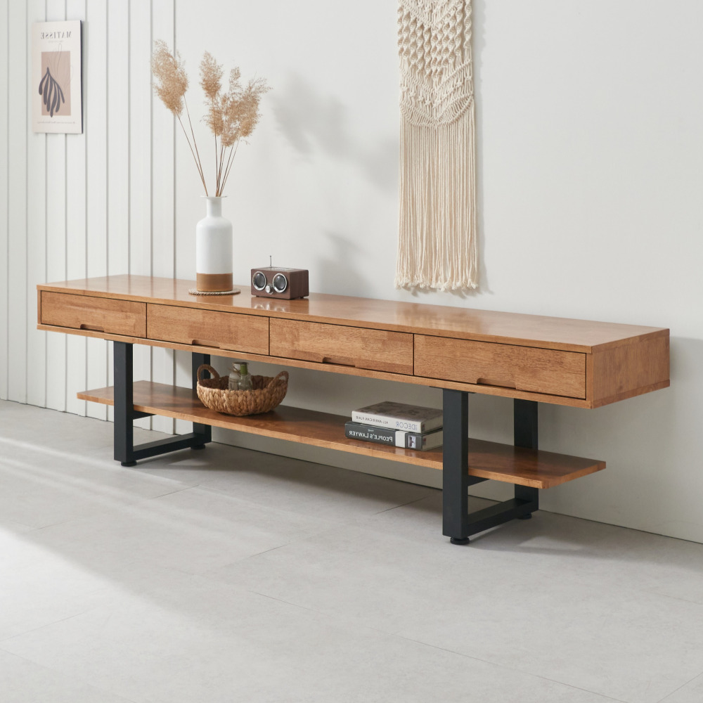 준 원목 TV하부장 티비거치대 티브다이 키큰 높은 거실장 2100