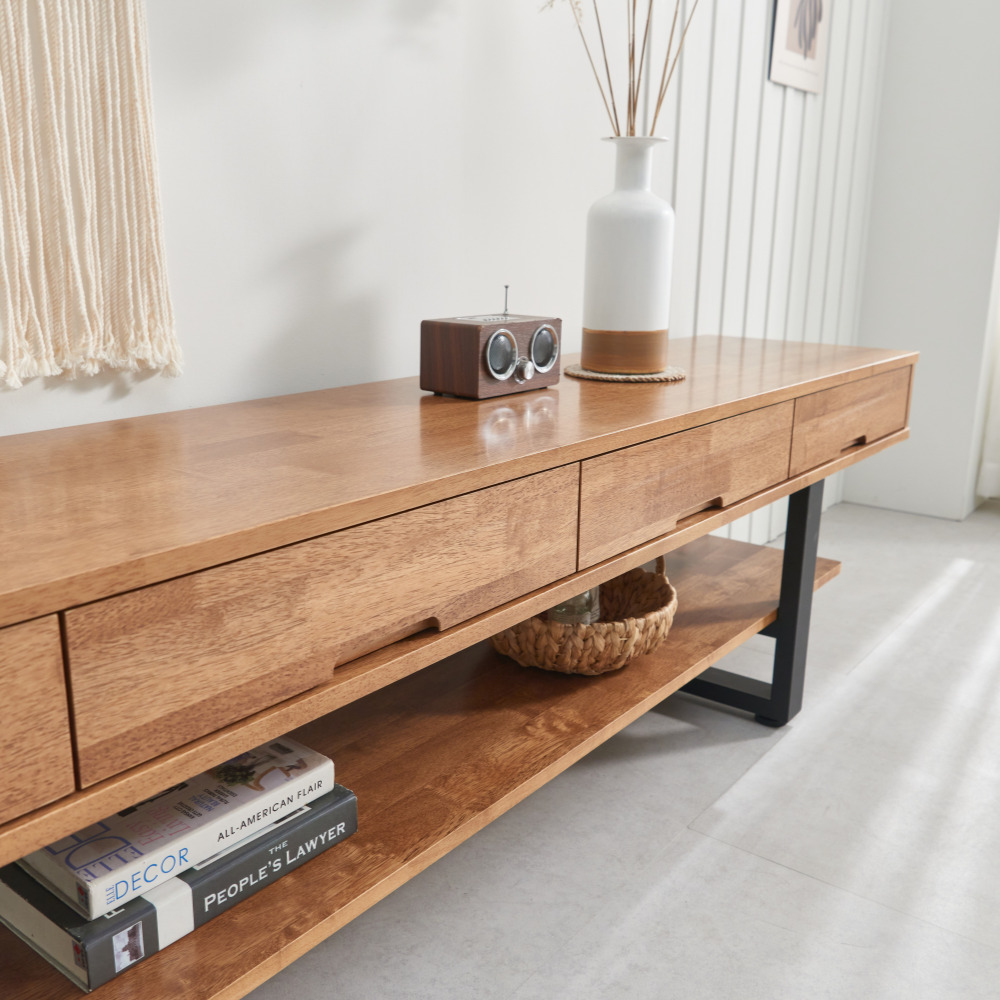 준 원목 TV하부장 티비거치대 티브다이 키큰 높은 거실장 2100