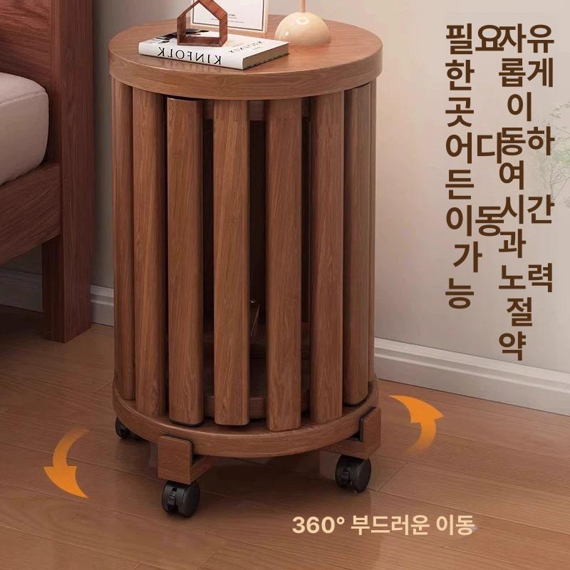 스툴의자 4in1 원형 스툴 엔틱 수납 접이식 월넛 원형스툴 공간활용 계단의자 폴딩 - 상세 이미지 2