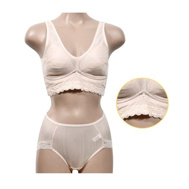 부직포 노와이어 런닝형 브라 팬티세트 - 베이지 속옷 size-85-90 - 상품 이미지