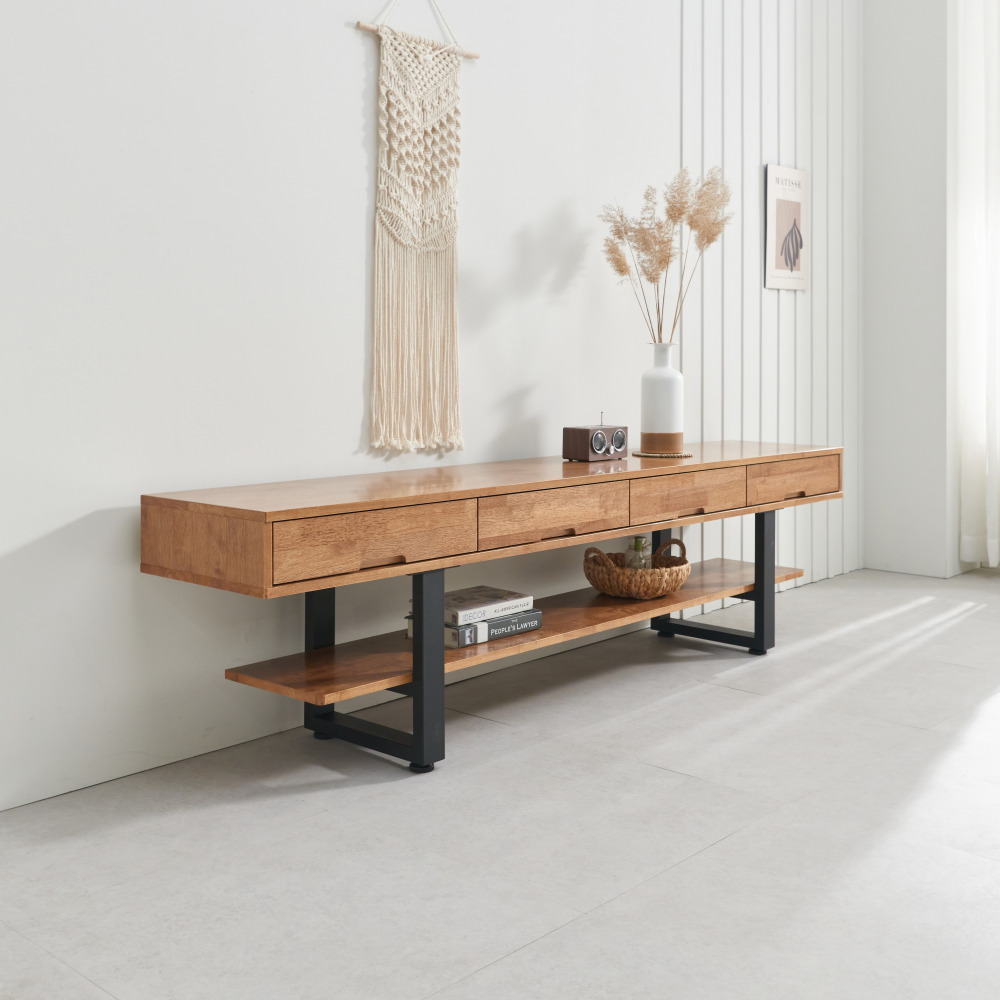 준 원목 TV하부장 티비거치대 티브다이 키큰 높은 거실장 2100