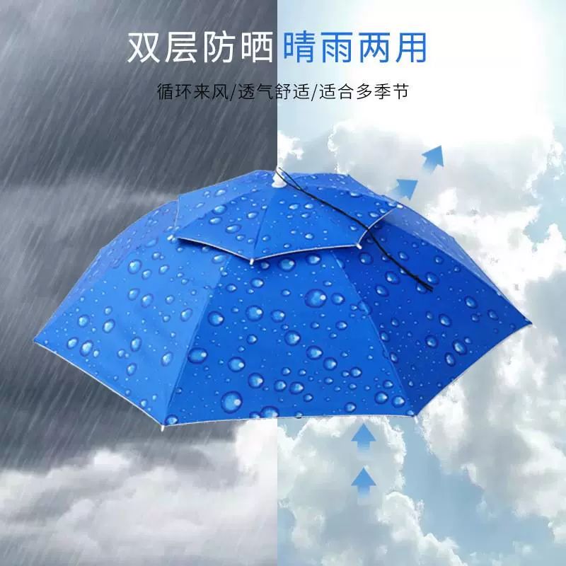 우산 모자 농사용 파라솔 머리 양산 햇빛가리개 낚시 고무줄 어린이용 직경 52CM 모자 우산 시리즈 - 상세 이미지 3