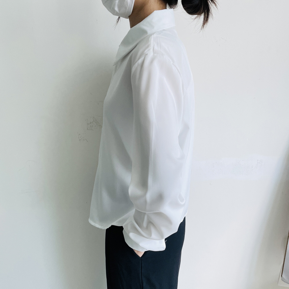 1+1 세미크롭셔츠 링클프리셔츠 면접블라우스 정장 흰색 블랙 남방 블라우스 - 상세 이미지 4