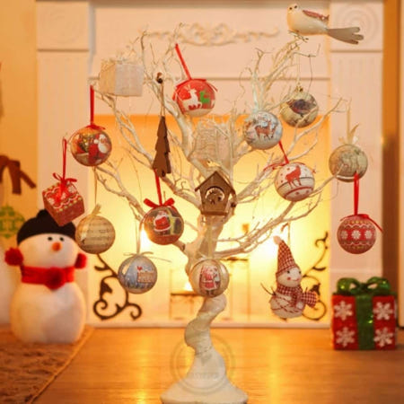 이지리치협력사 따뜻한잡화점 75cm 이미지볼 화이트나무트리풀세트 크리스마스미니트리세트 크리스마스홈데코