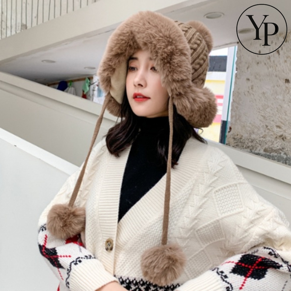방울 비니 귀도리 모자 겨울 털 방한 스키장 여자 여성 귀마개 밍크 퍼 귀달이 - 메인 이미지